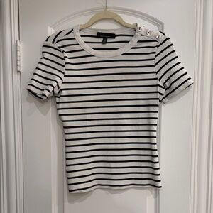 White House Black Market Black and White Striped Tee